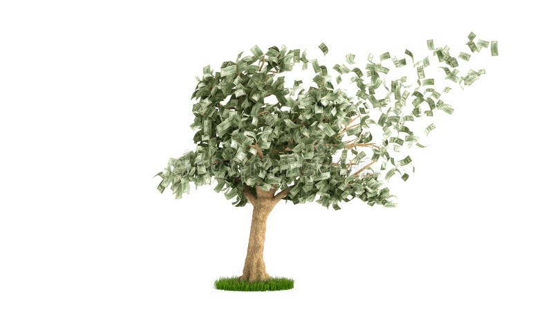 arbre du dollar avec cent billets d'un dollar sur 3d l'illustration blanche n photographie stock arbre du dollar avec cent billets d'un dollar sur 3d l'illustration blanche n photographie stock