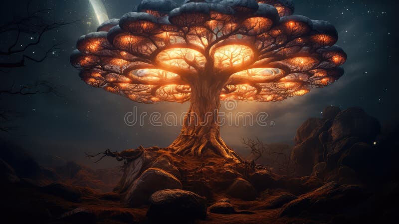 Arbre mystique enchanté illustration de vecteur