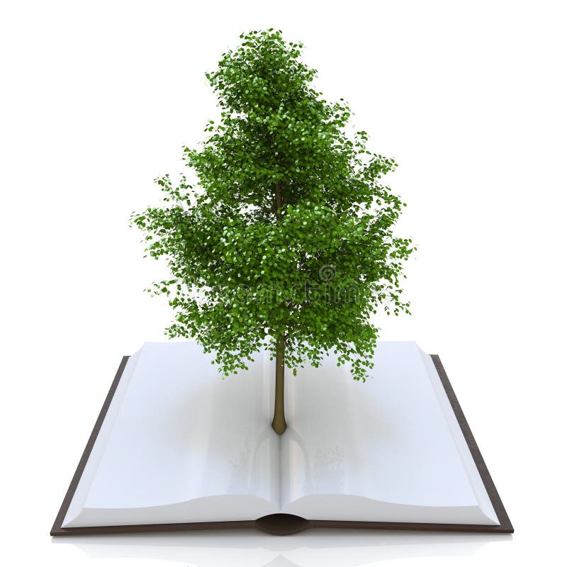Arbre s'élevant d'un livre ouvert, concept de réutilisation alternatif illustration libre de droits Arbre s'élevant d'un livre ouvert, concept de réutilisation alternatif illustration libre de droits