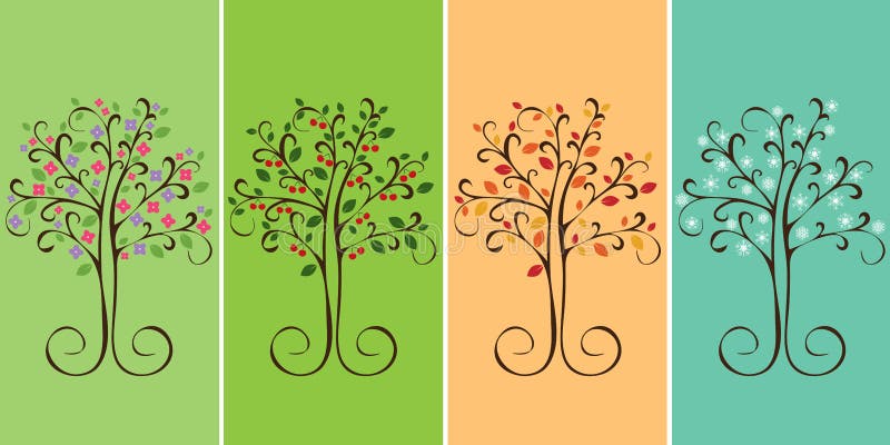 Arbres quatre-saisons illustration libre de droits Arbres quatre-saisons illustration libre de droits