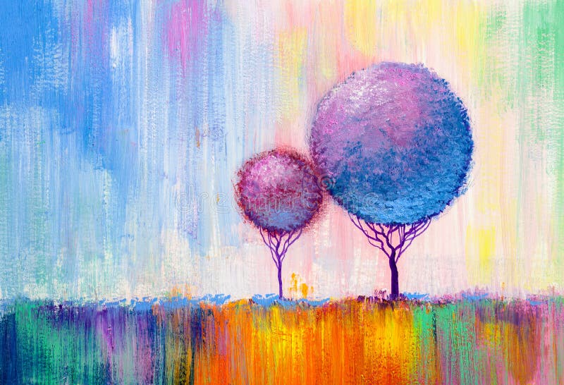 Arbres ronds, peinture illustration stock Arbres ronds, peinture illustration stock