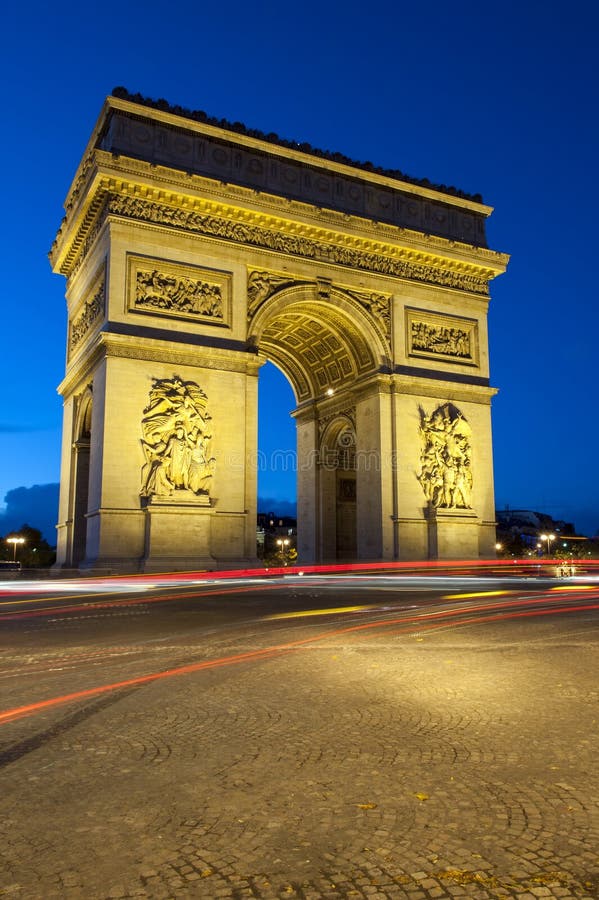 Arc De Triomphe Paris City At Sunset Stock Photo Image Of Memorial