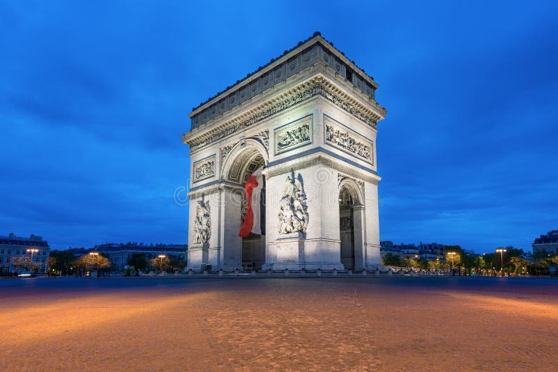 Arc De Triomphe Paris City At Sunset Arch Of Triumph Stock Image