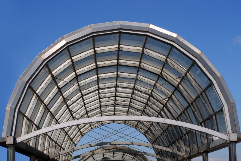 Arc steel and glass roof stock image. Image of tubular 5041215