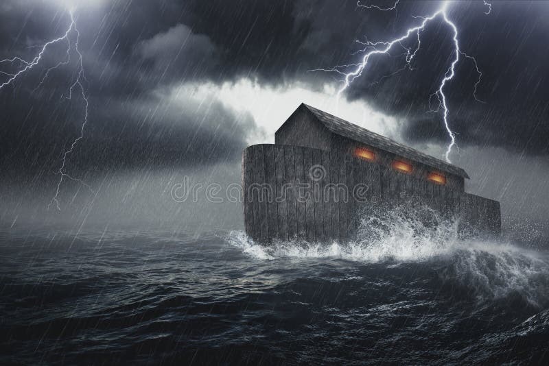 Noah`s Ark vessel in the Genesis flood narrative by which God spares Noah, his family, and a remnant of all the world`s animals from a world-engulfing flood. Noah`s Ark vessel in the Genesis flood narrative by which God spares Noah, his family, and a remnant of all the world`s animals from a world-engulfing flood.