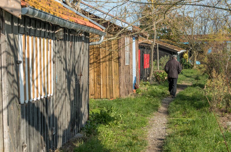Arcachon, Франция Старые рыбацких хижин в рыбном порту стоковое фото rf