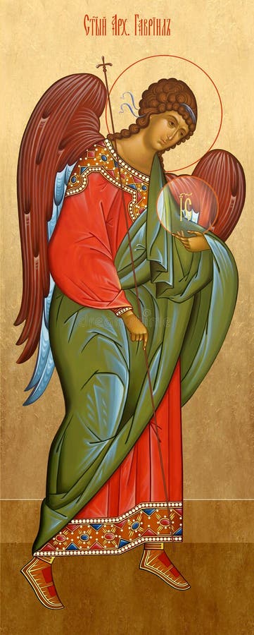 Archangel Gabriel from Hebrew-the man of God. One of the higher angels, in the old and New Testaments, appears as the bearer of the glad tidings. To the priest Zacharias, he announces in the temple, at the ascension of incense, the birth of John the Baptist, and the birth of the Saviour of the world to the virgin in Nazareth. Archangel Gabriel from Hebrew-the man of God. One of the higher angels, in the old and New Testaments, appears as the bearer of the glad tidings. To the priest Zacharias, he announces in the temple, at the ascension of incense, the birth of John the Baptist, and the birth of the Saviour of the world to the virgin in Nazareth.