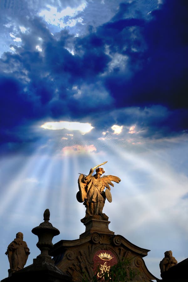 Archangel standing in the sun rays. Archangel standing in the sun rays.