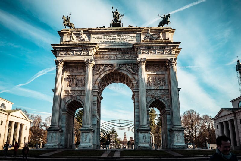 Arch at the entry of Sempione Park in Milan