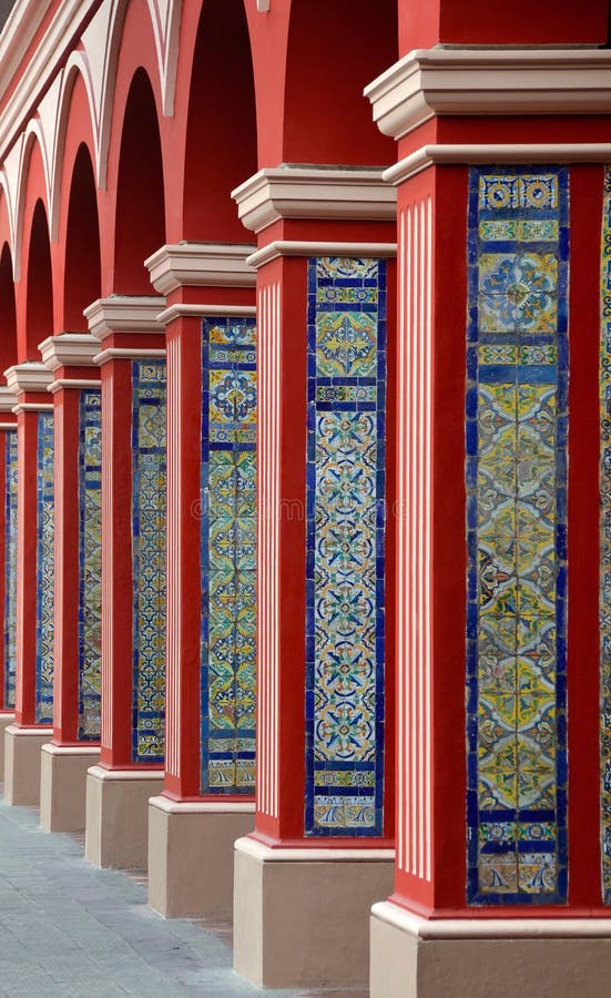 Arch Columns with Colorful tiles - Lima stock photos Arch Columns with Colorful tiles - Lima stock photos