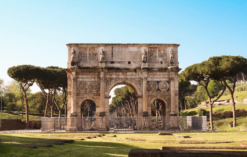 The Arch of Constantine near the colosseum in Rome, Italy