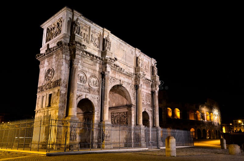 Arch of Constantine in Rome by night