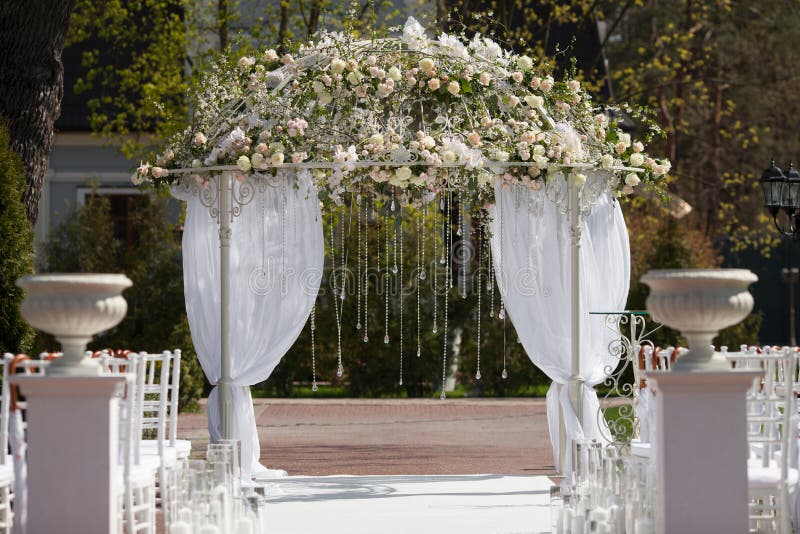 Arch in the garden for wedding ceremony stock photography Arch in the garden for wedding ceremony stock photography
