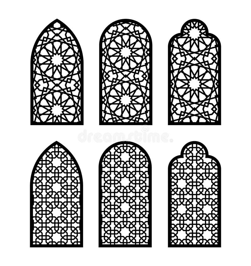 Arch window set royalty free illustration