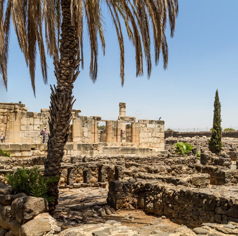 Archaeological site Capernaum, Sea of Galilee in Israel