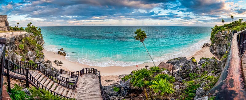 Archaeological site Tulum in Yucatan peninsula by the Caribbean Sea in Mexico