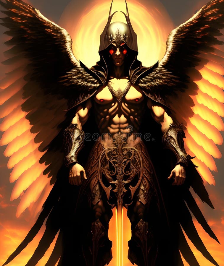 Archangel Azrael Dark, Cinematic Painting Art Stock Illustration ...