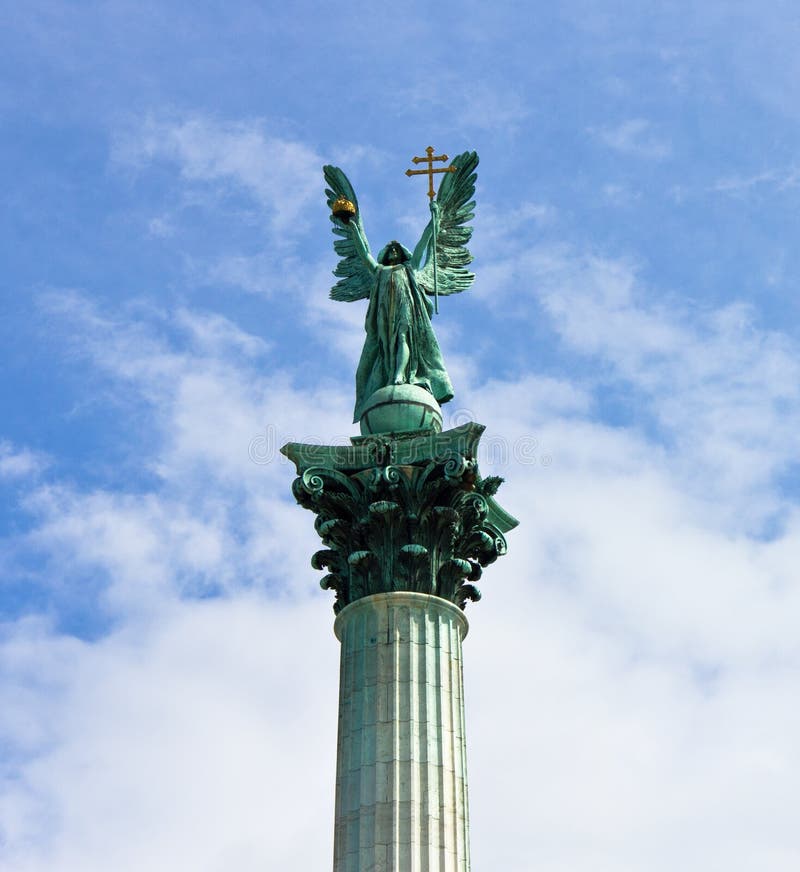 Archangel Gabriel - Heroes Square, Budapest, Hungary Stock Photo ...