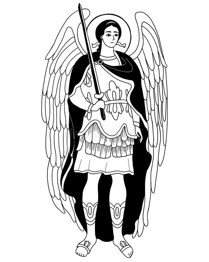Archangel Michael in Armor with Sword. Vector Decorative Illustration ...