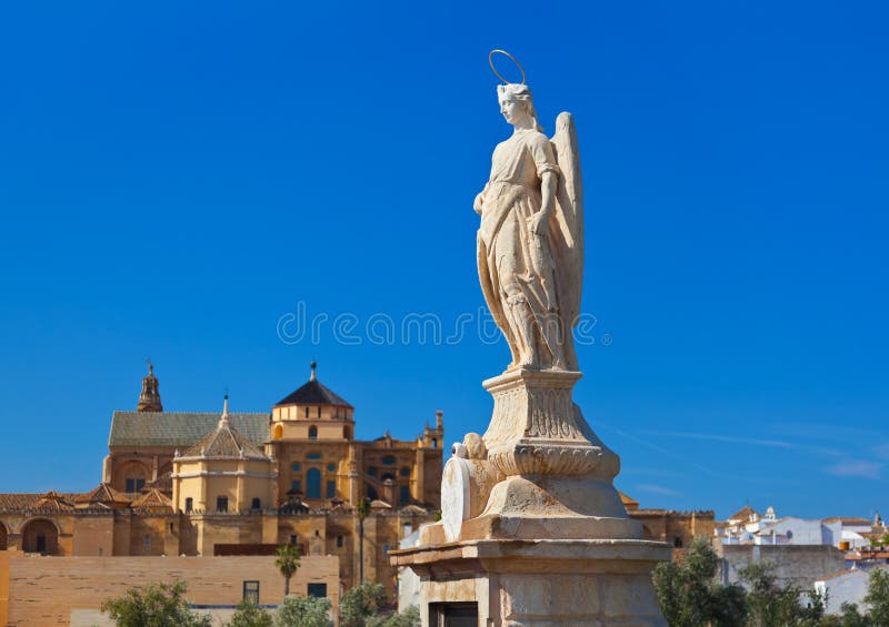 Archangel Raphael Statue at Cordoba Spain Stock Image Image of