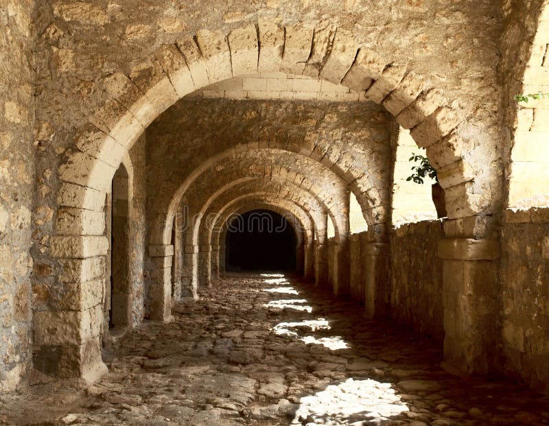 Arched tunnel of ancient fortress
