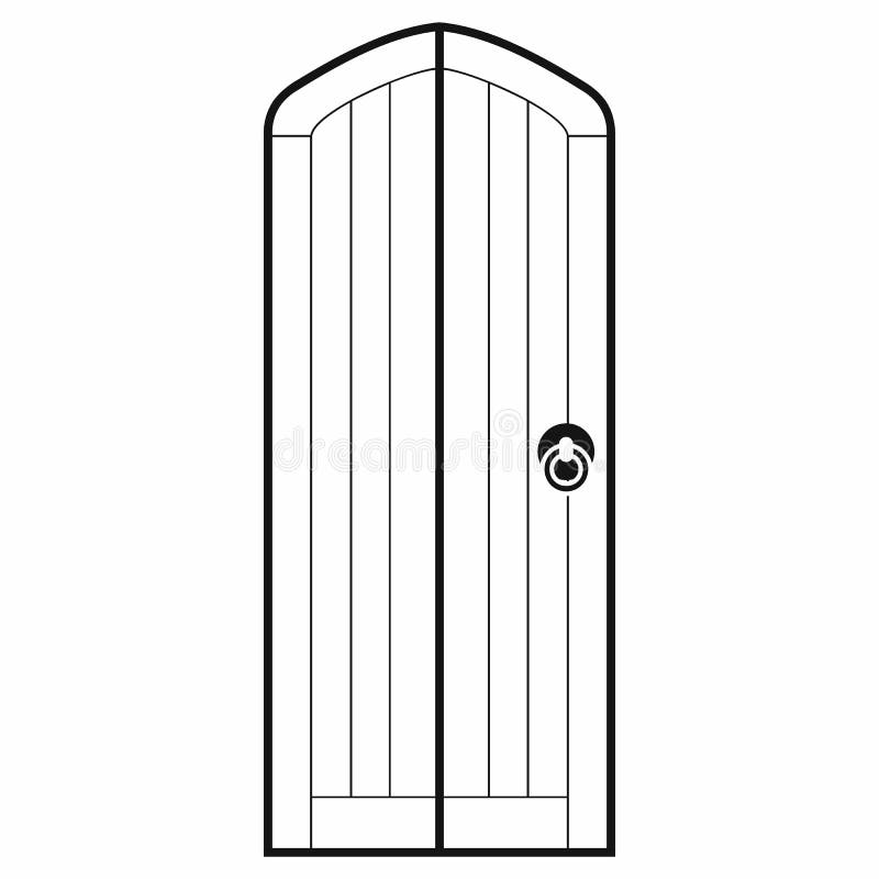 Arched Door Icon, Simple Style Stock Vector Illustration of exit