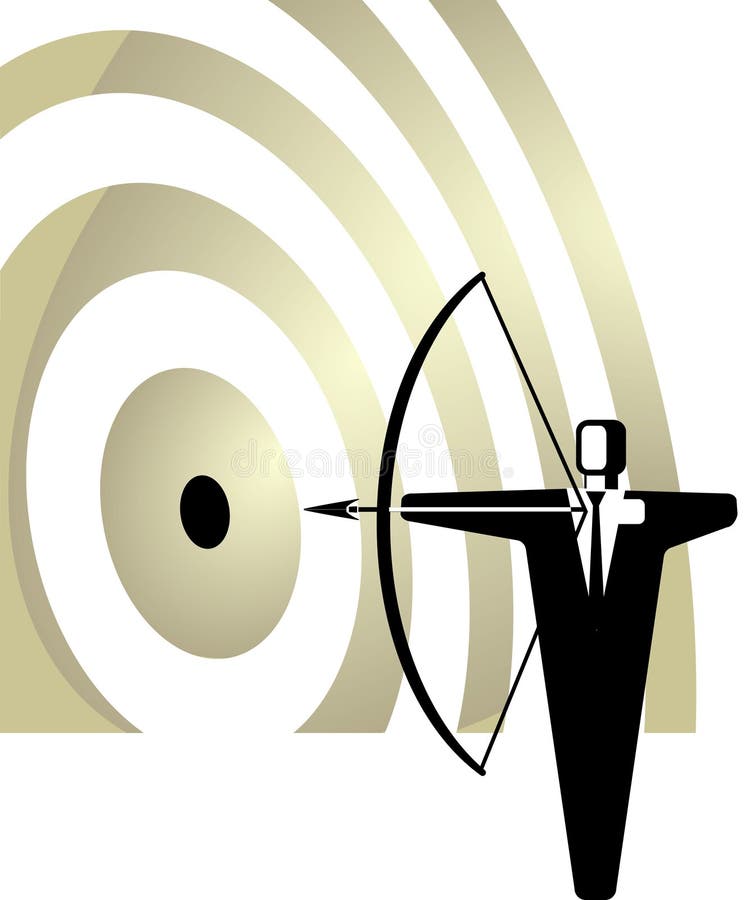 Archer in business suit royalty free illustration