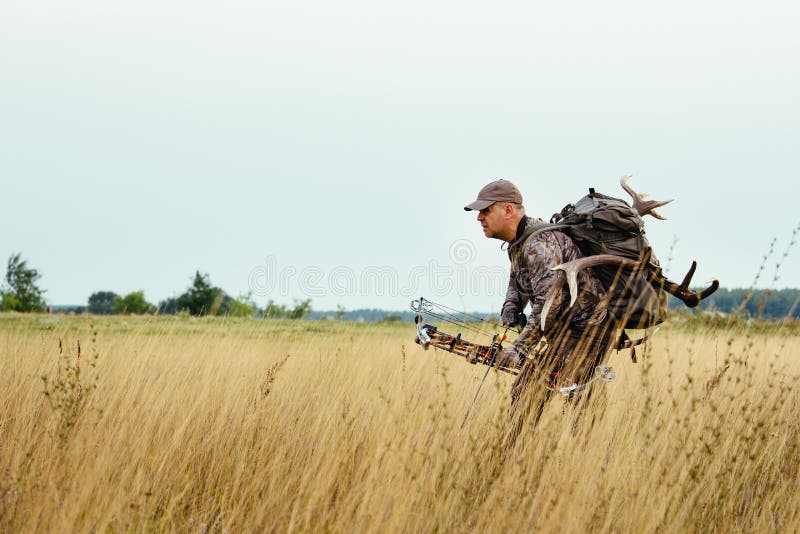 Archery Hunter Scouting for His Next Target Stock Image Image of