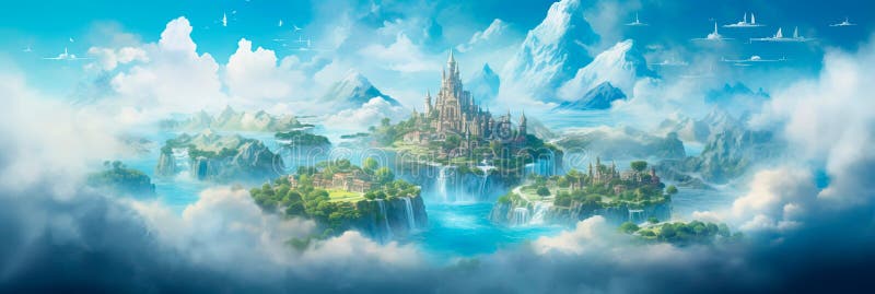 Archipiélago caprichoso hecho de nubes esponjosas que invitan a los sueños y a la imaginación. fotografía de archivo libre de regalías