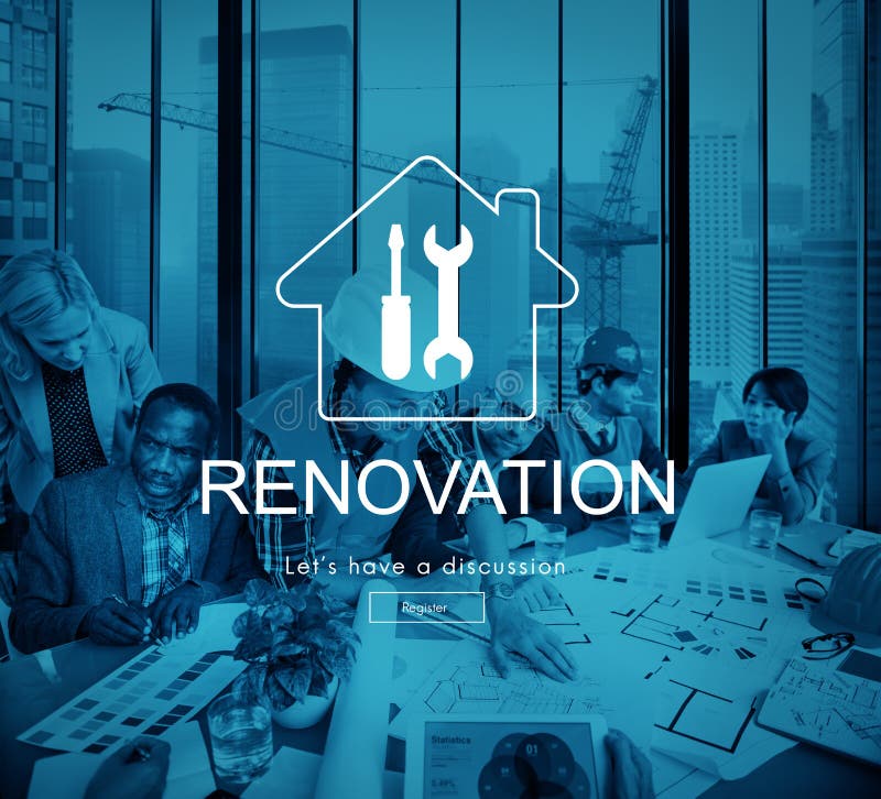 Architect Blueprint Discussion Engineer Project Office Concept royalty free stock image