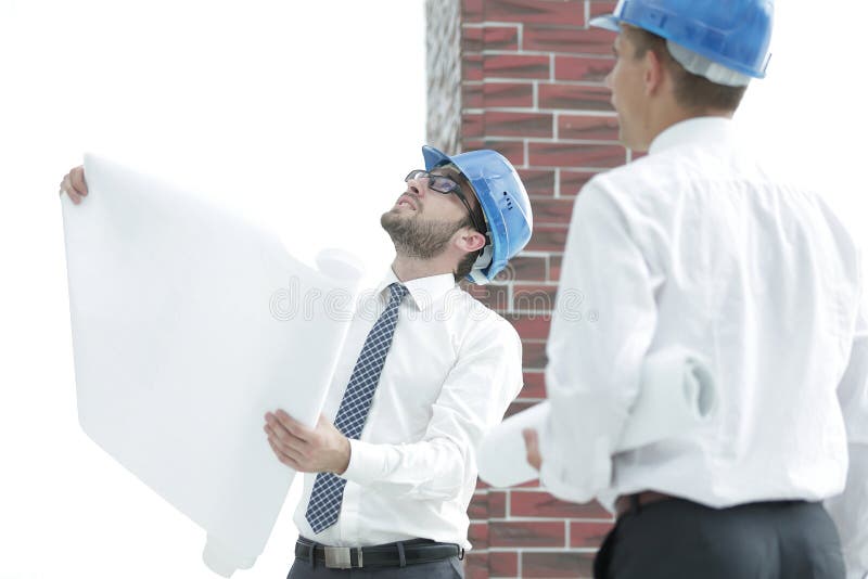 Architect and construction foreman to discuss the project stock photos