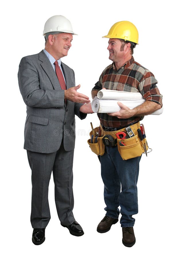 An architect meeting with a contractor on a project. Architect uniform stock images, royalty-free photos and pictures