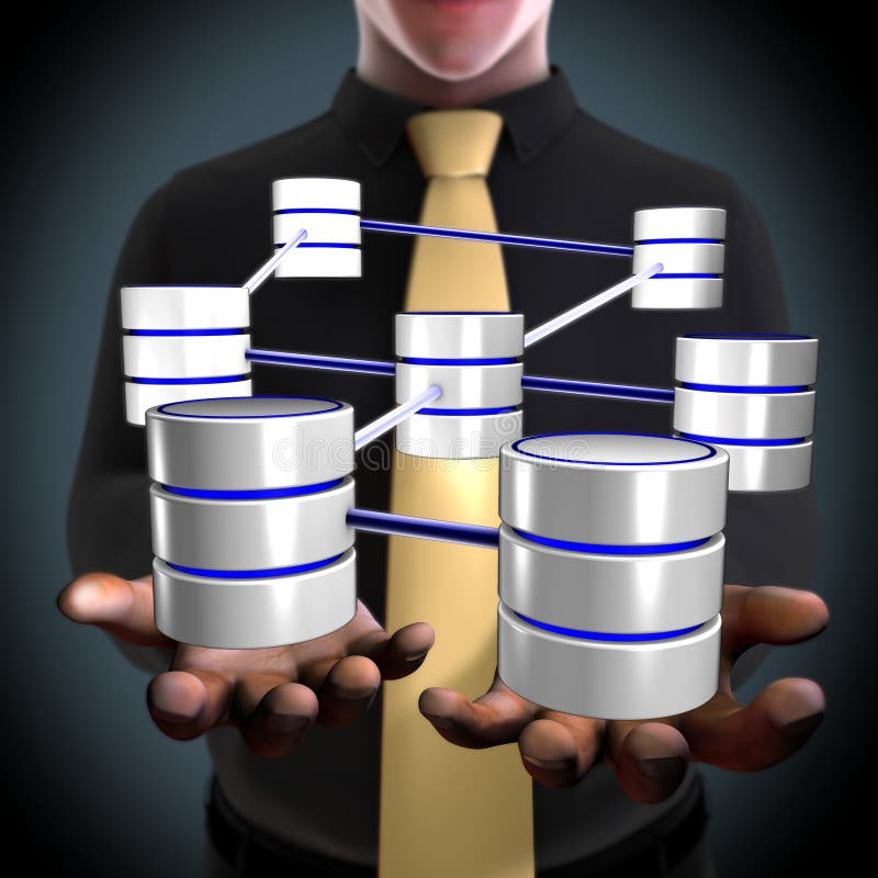An architect creating a database network vector illustration An architect creating a database network vector illustration