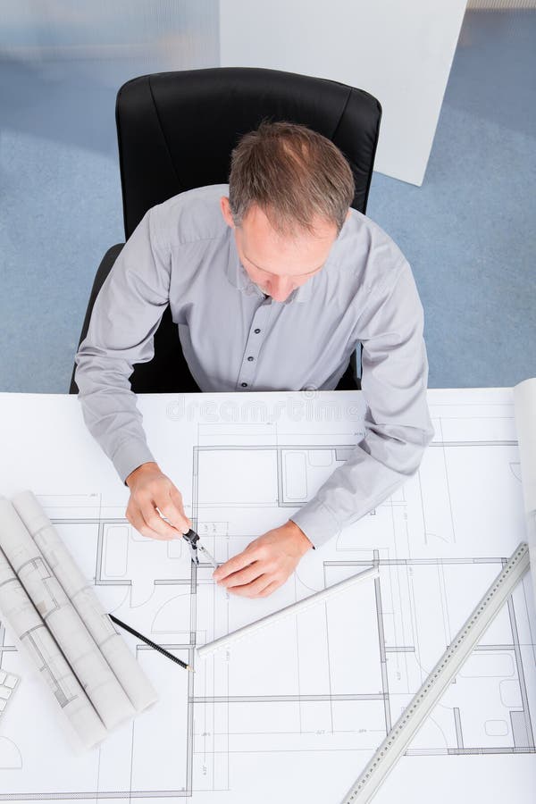 Architect Drawing Plan on Blueprint Stock Image Image of hand, consulting 124521161