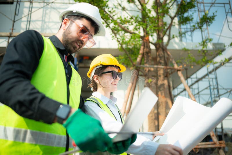 Architect and Engineer with Experience in Multistory Building Construction Stock Image Image