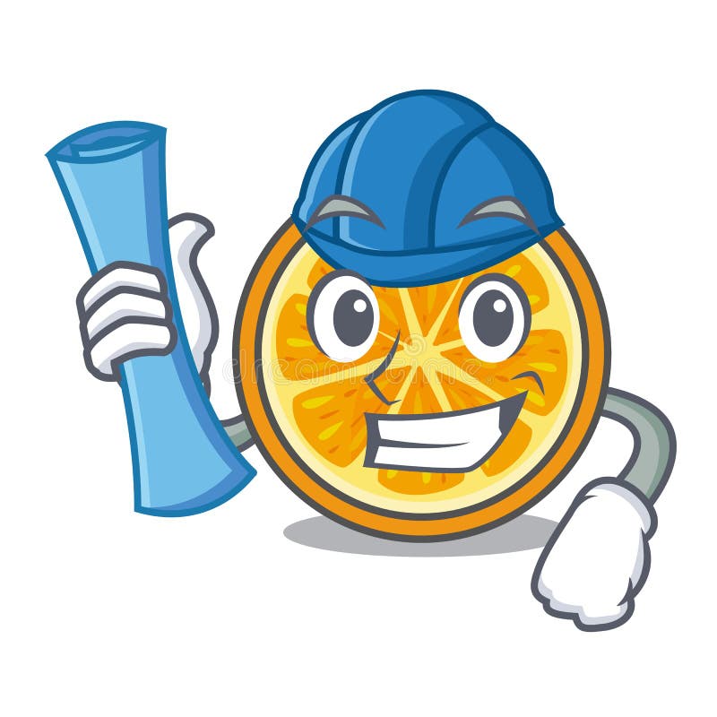 Architect Orange Character Cartoon Style Stock Vector Illustration of