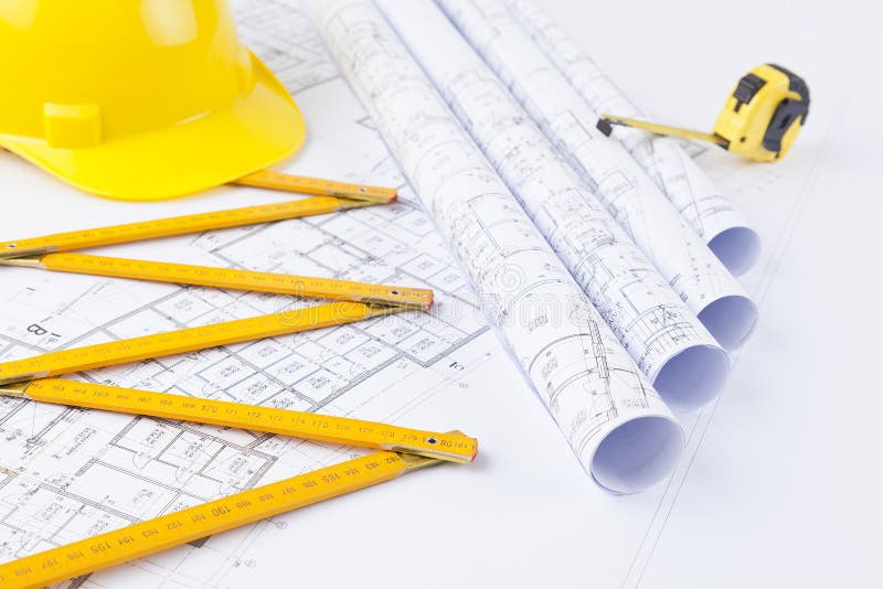 Architect`s rolls stock photography