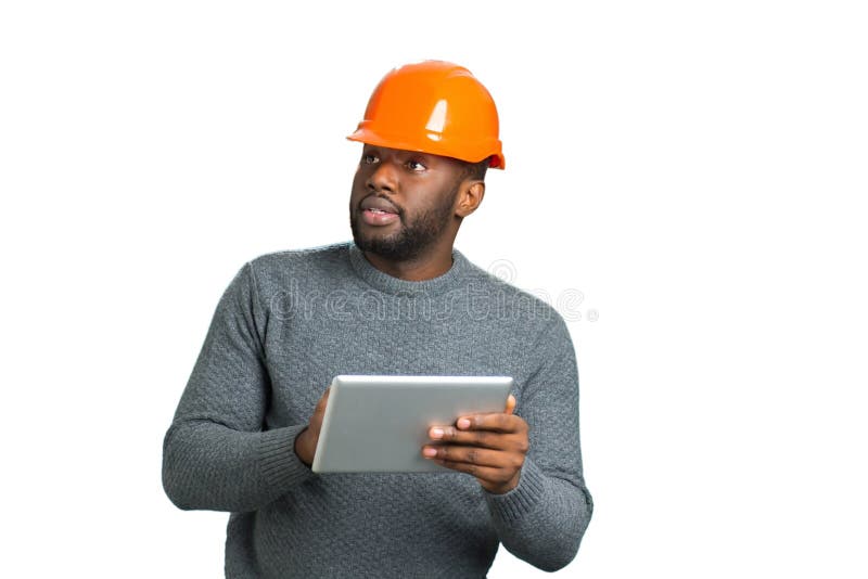 Architect with tablet looking on building. royalty free stock photography Architect with tablet looking on building. royalty free stock photography