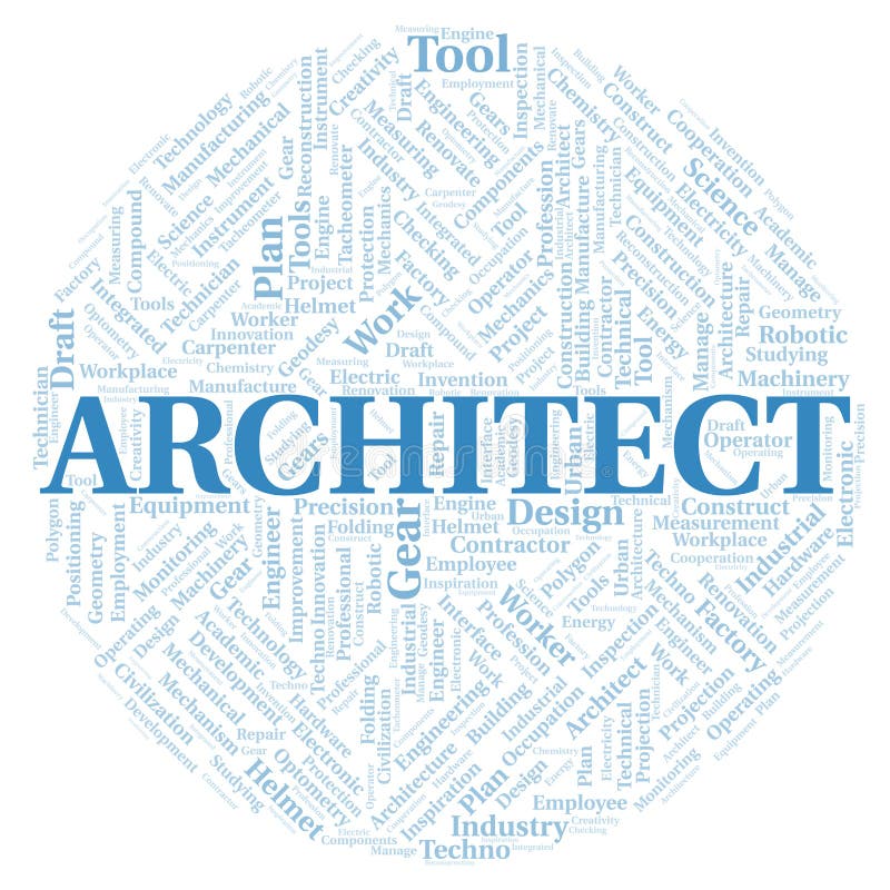 Architect Typography Word Cloud Create with the Text only Stock