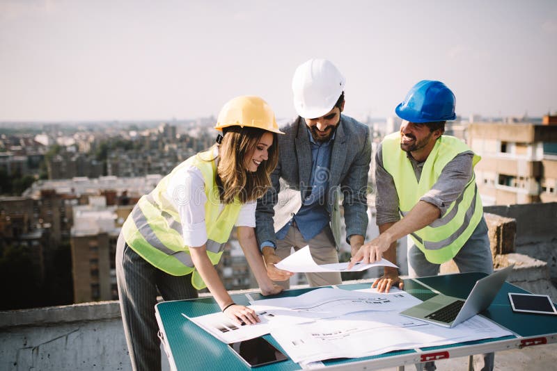 Architects Business Manager And Engineer Meeting Project At Building