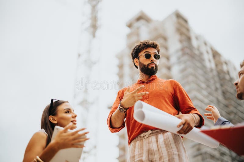 Architects and Engineers Discuss Project Details on a Construction Site