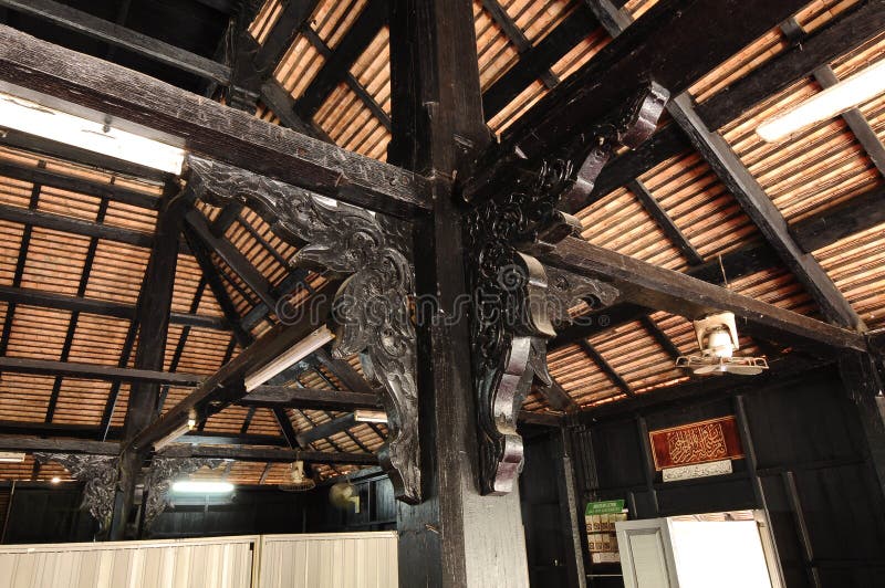 Architecturaal detail van Masjid Kampung Laut in Nilam Puri Kelantan, Maleisië stock afbeelding Architecturaal detail van Masjid Kampung Laut in Nilam Puri Kelantan, Maleisië stock afbeelding