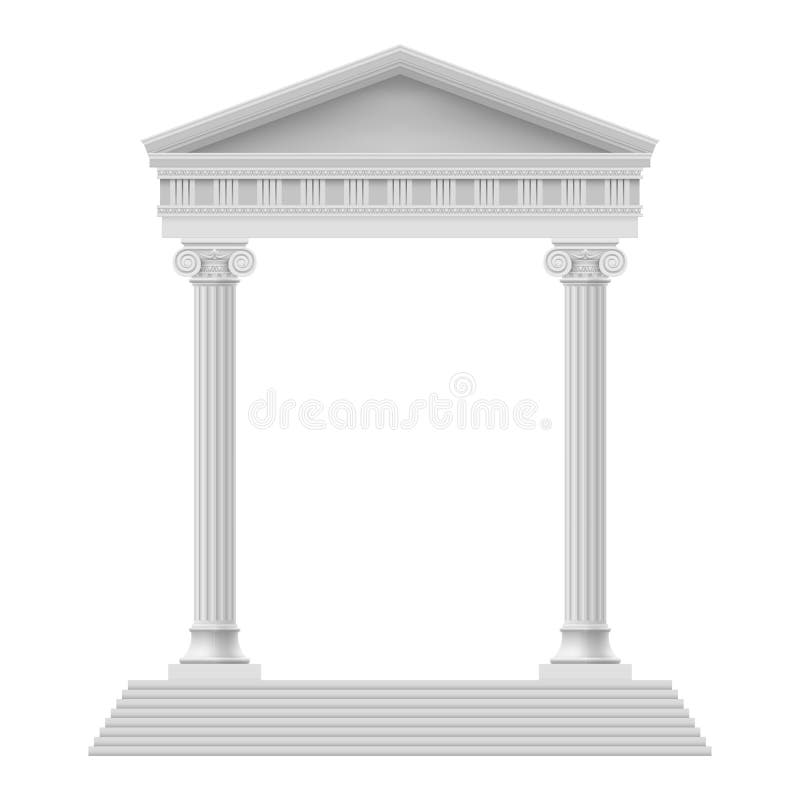 Simple Portico an ancient temple. Colonnade. Illustration on white. Simple Portico an ancient temple. Colonnade. Illustration on white