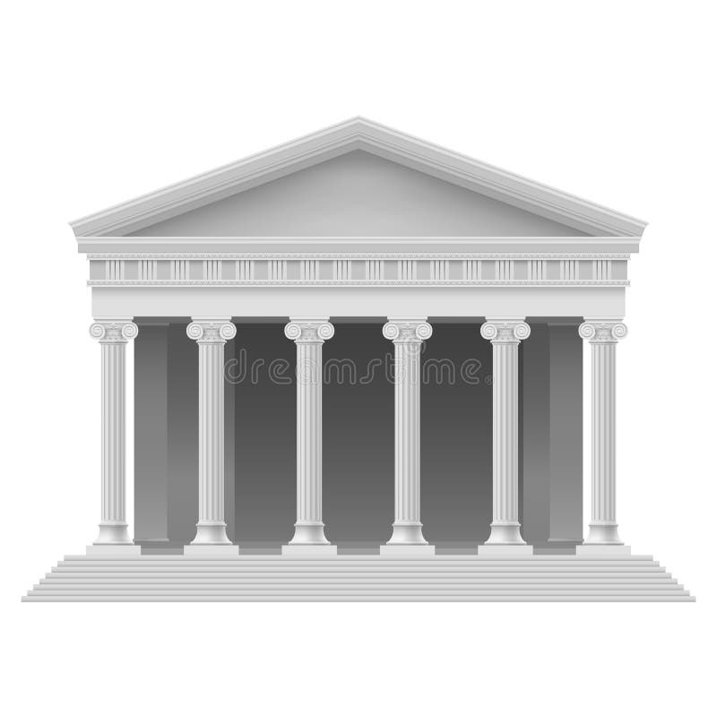 Big Portico an ancient temple. Colonnade. Illustration on white. Big Portico an ancient temple. Colonnade. Illustration on white