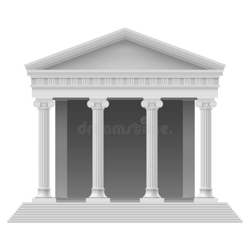 Portico an ancient temple. Colonnade. Illustration on white. Portico an ancient temple. Colonnade. Illustration on white