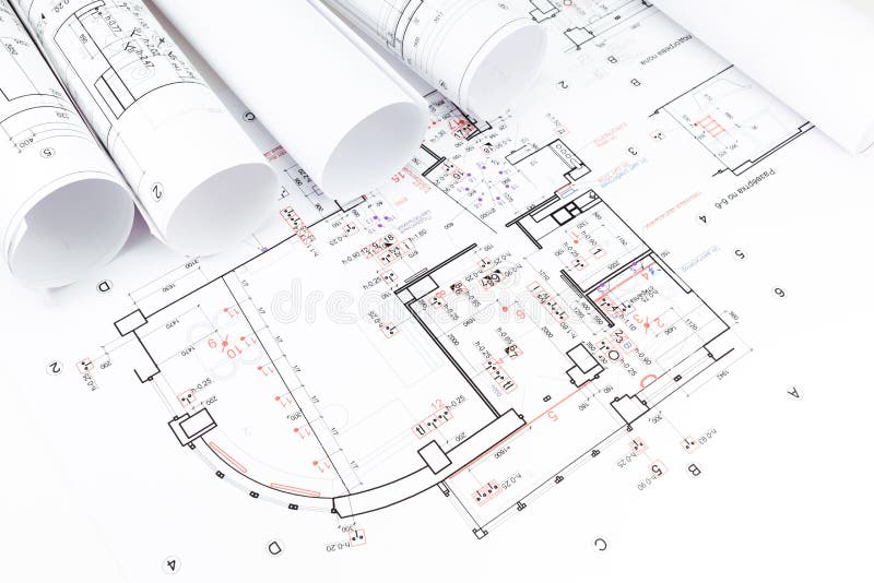 Architectural Blueprints Rolls Stock Photo Image 39325029