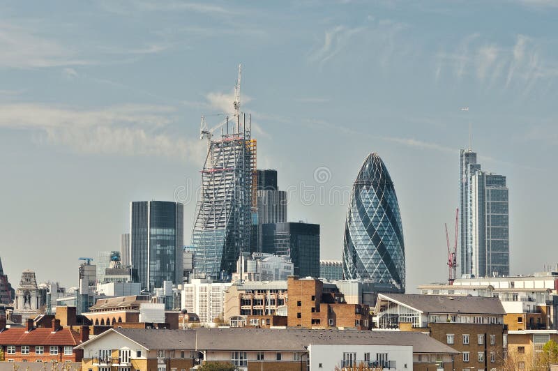 Architectural composition in London with The Gerkin