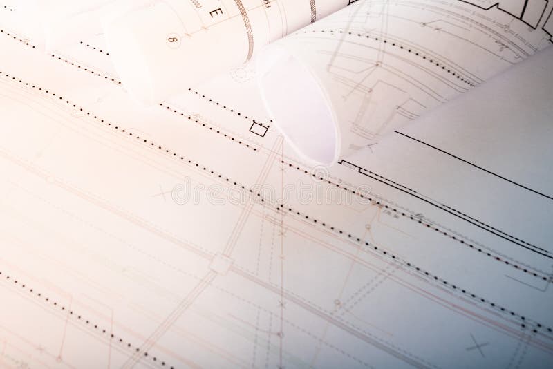 Architectural construction drawings, construction projects on paper royalty free stock photography