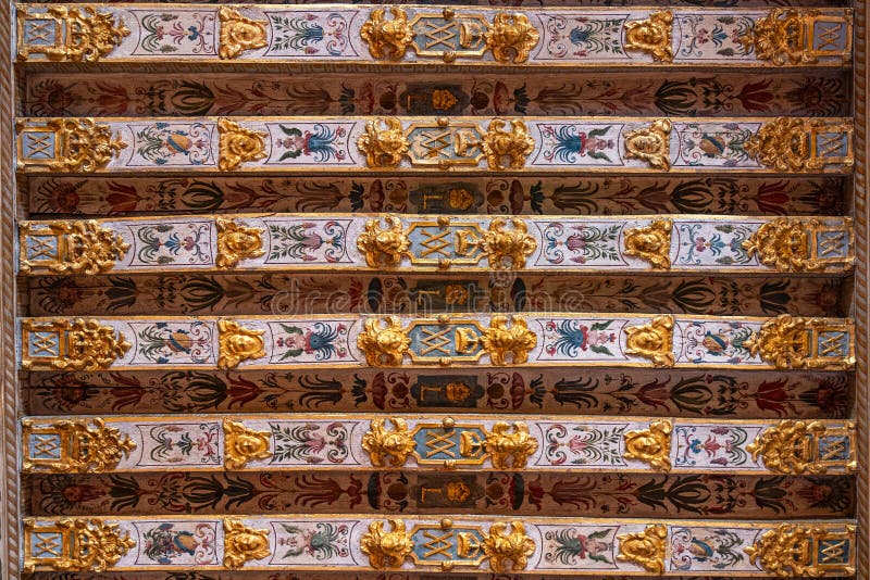 Architectural detail of an ancient ceiling royalty free stock photos