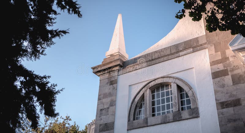 Architectural detail of the Church of Santa Maria do Castelo in Tavira, Portugal